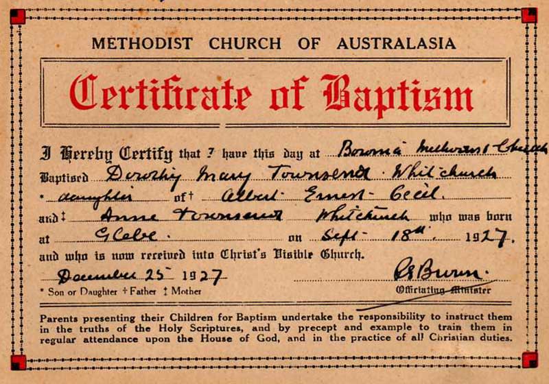 Baptism Certificate