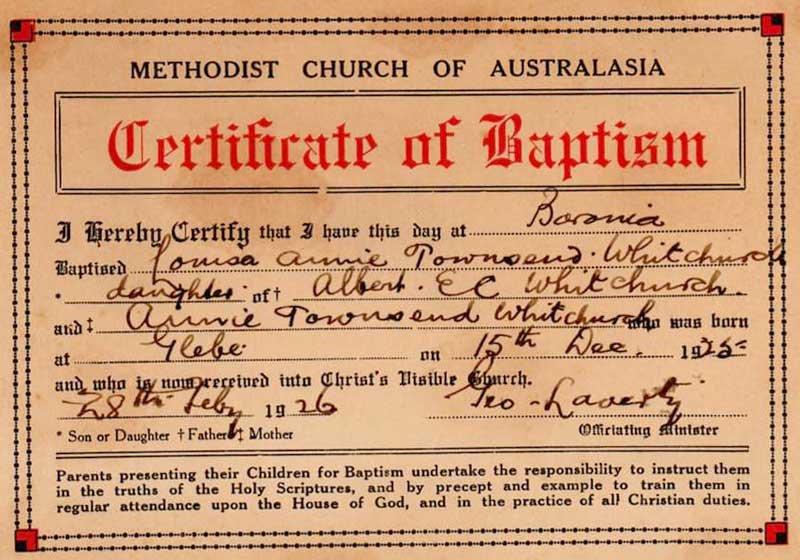 Baptism Certificate