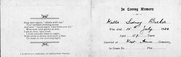 Funeral card