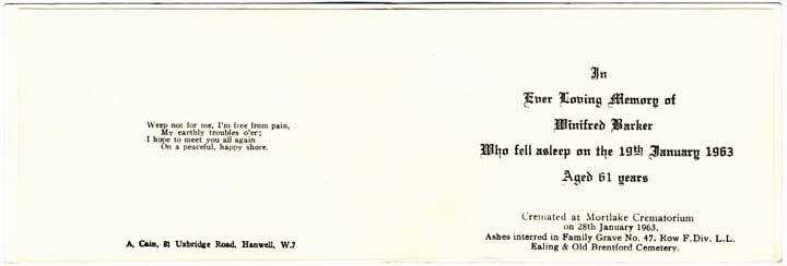 Funeral card