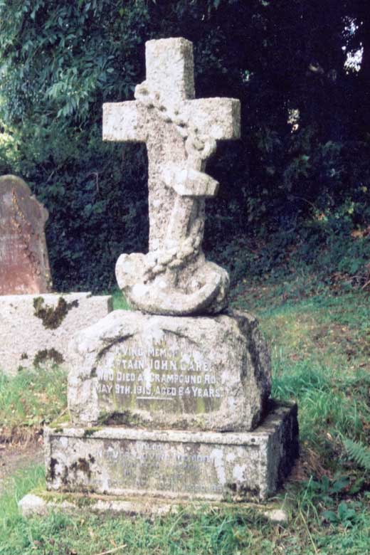 John and Mary Care's tombstone in Ladock churchyard