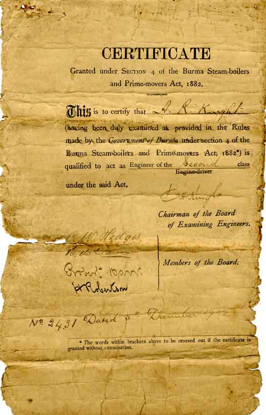Boiler certificate