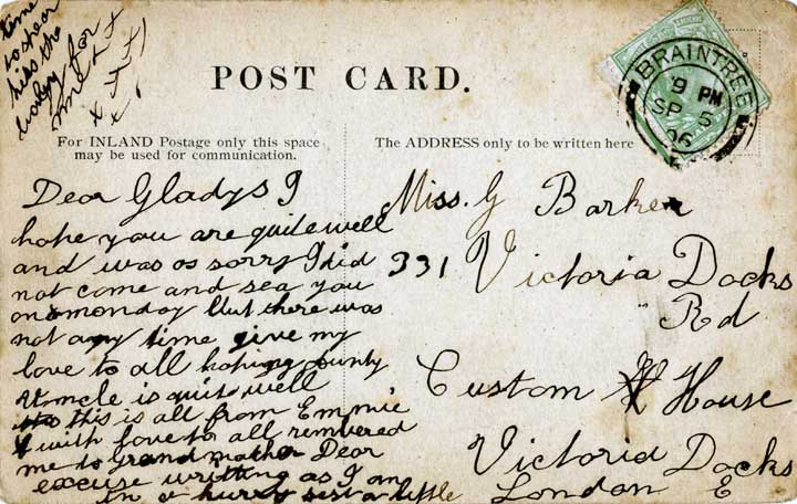 Message from Braintree Braintree postcard