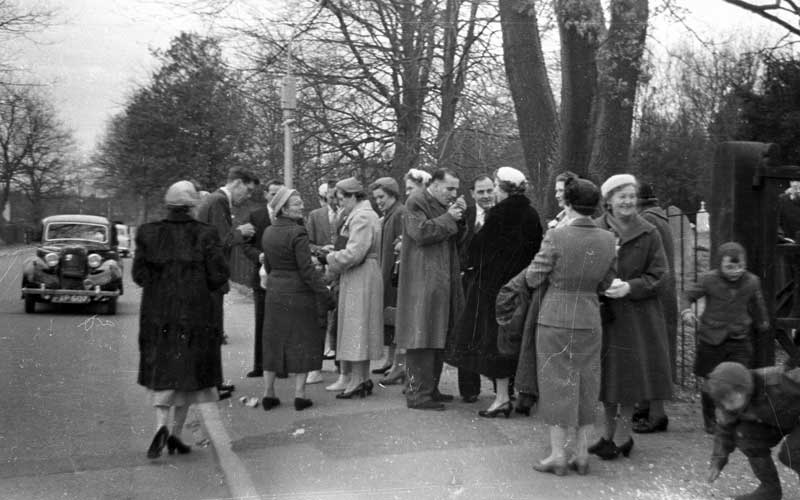 Leaving the churchyard